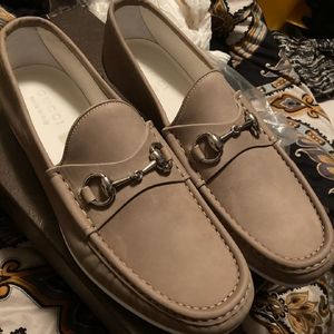 GUCCI MEN'S MOCCASIN SUEDE HORSEBIT LOAFER 337060 BHO00